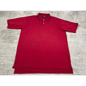 Chesterfield Polo Mens 2XL Red Striped Short Sleeve Pocket Casual Classic Shirt